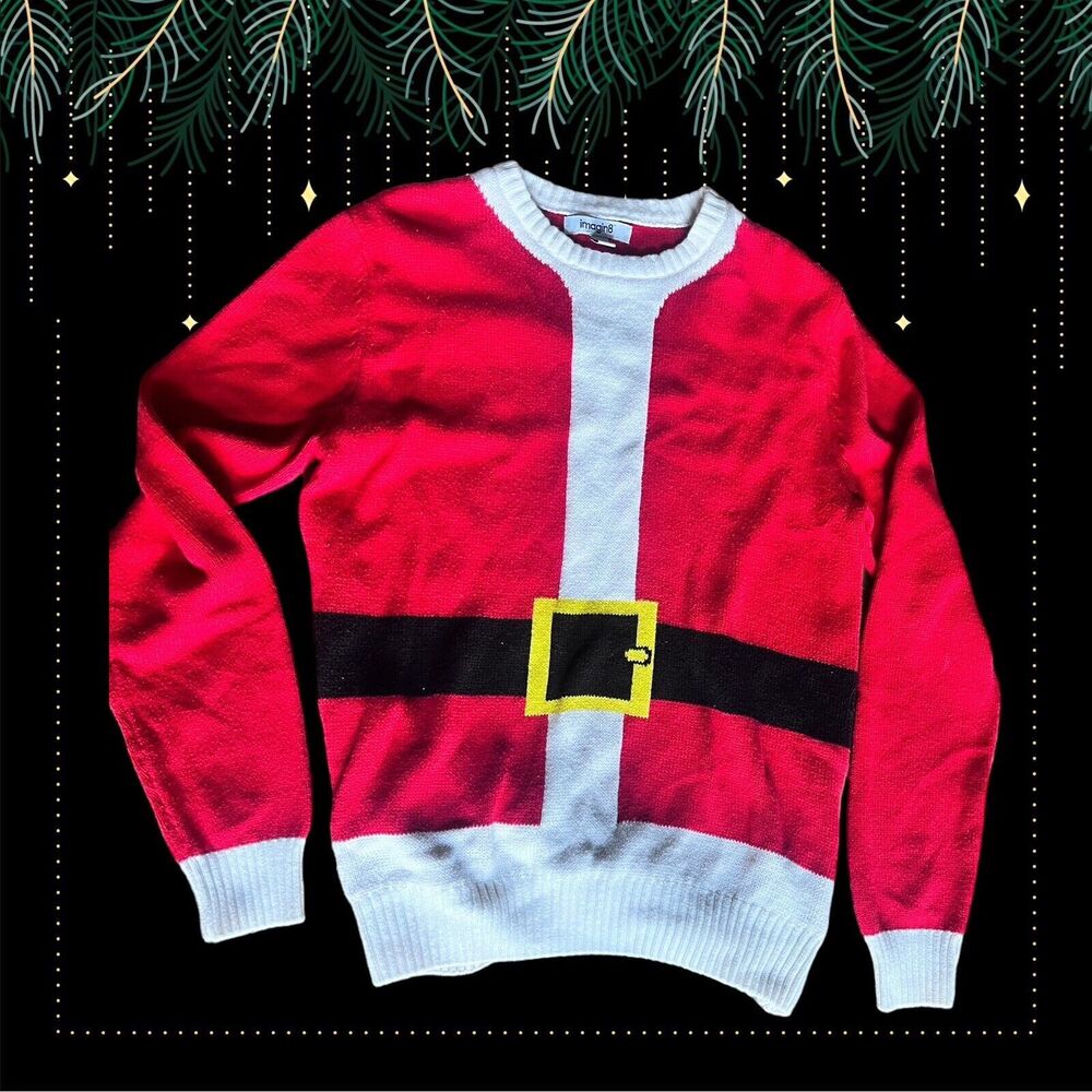 Santa Claus Sweater Costume Outfit Mens Women’s Red Seasonal Funny Holiday Red M